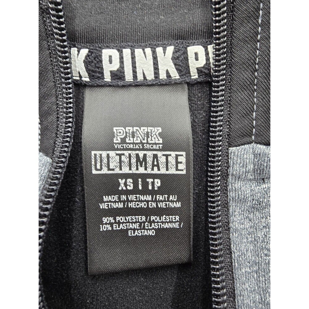 Victorias Secret PINK Gray/Black  Oversized Logo Front 1/4 Zip Sweatshirt XS - Picture 12 of 14